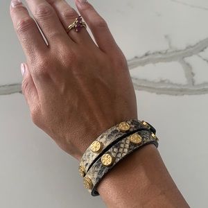 Tory Burch leather wrap bracelet - like new! Adjustable strap